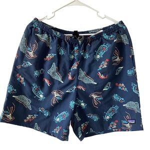 Patagonia Mens Baggies Lights Clean Oceans Navy Blue Shorts Size L 6.5in